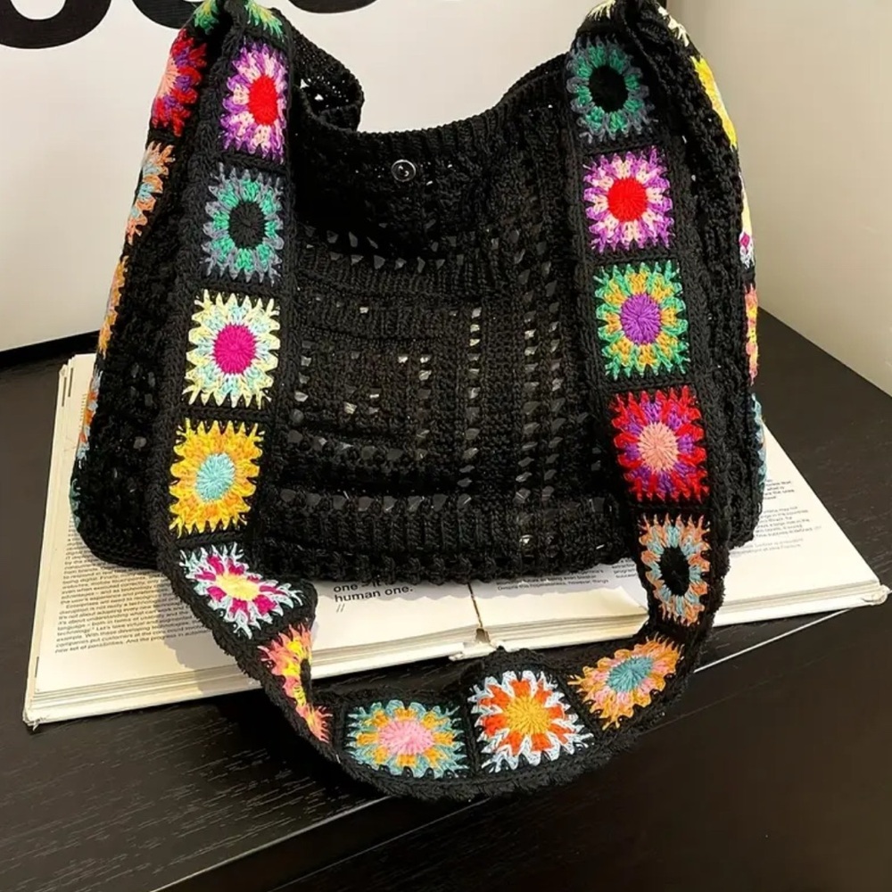 Colorful Crochet Patterned Women's Bag
